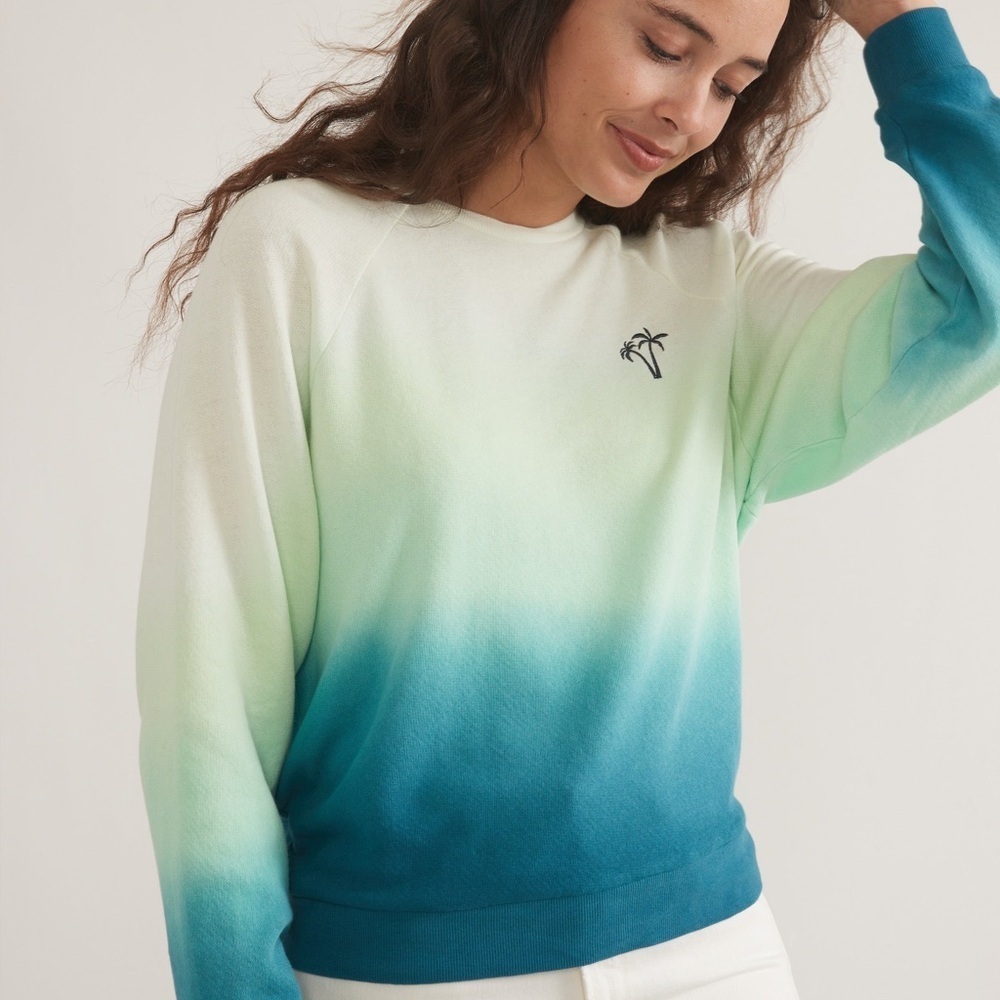 Marine Layer vintage terry dip dyed teal sweatshirt sweater 41077
